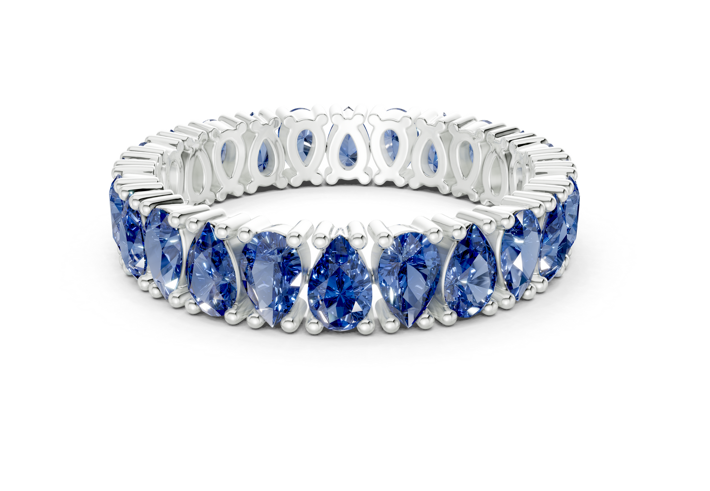 Petite Melrose Pear Cut Sapphire Gemstone Eternity Band 2½ Carat Total Wt.