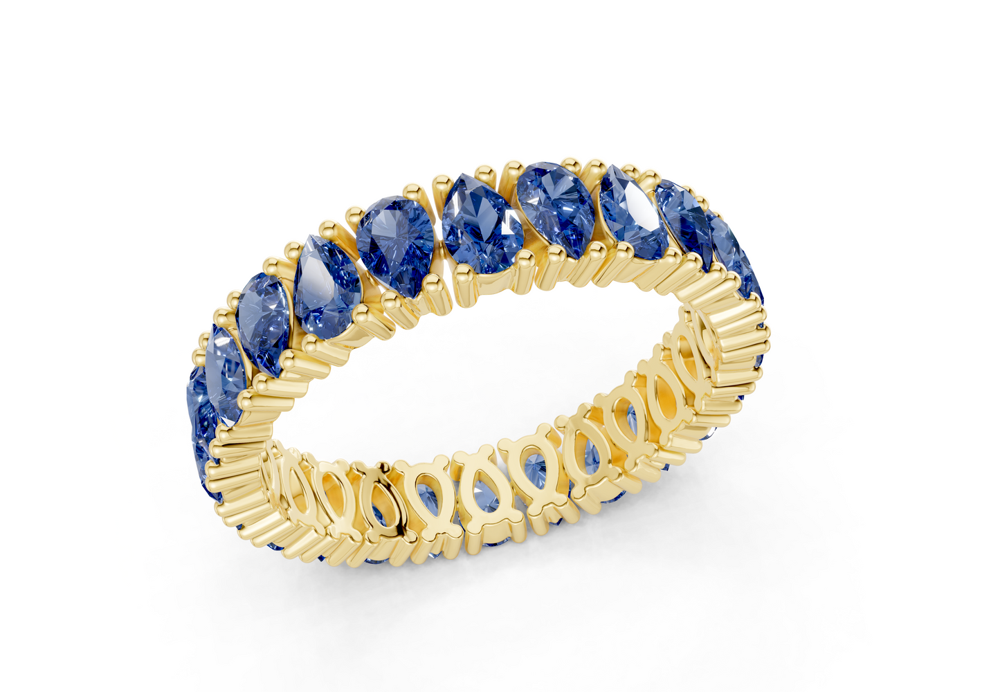 Petite Melrose Pear Cut Sapphire Gemstone Eternity Band 2½ Carat Total Wt.