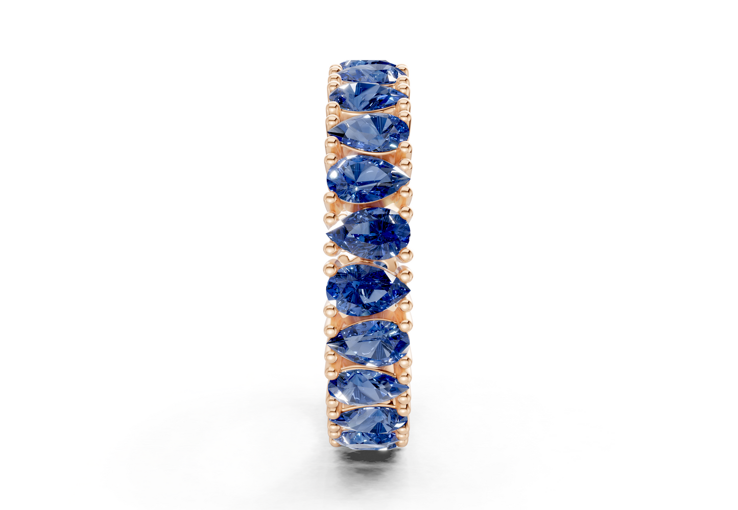 Petite Melrose Pear Cut Sapphire Gemstone Eternity Band 2½ Carat Total Wt.