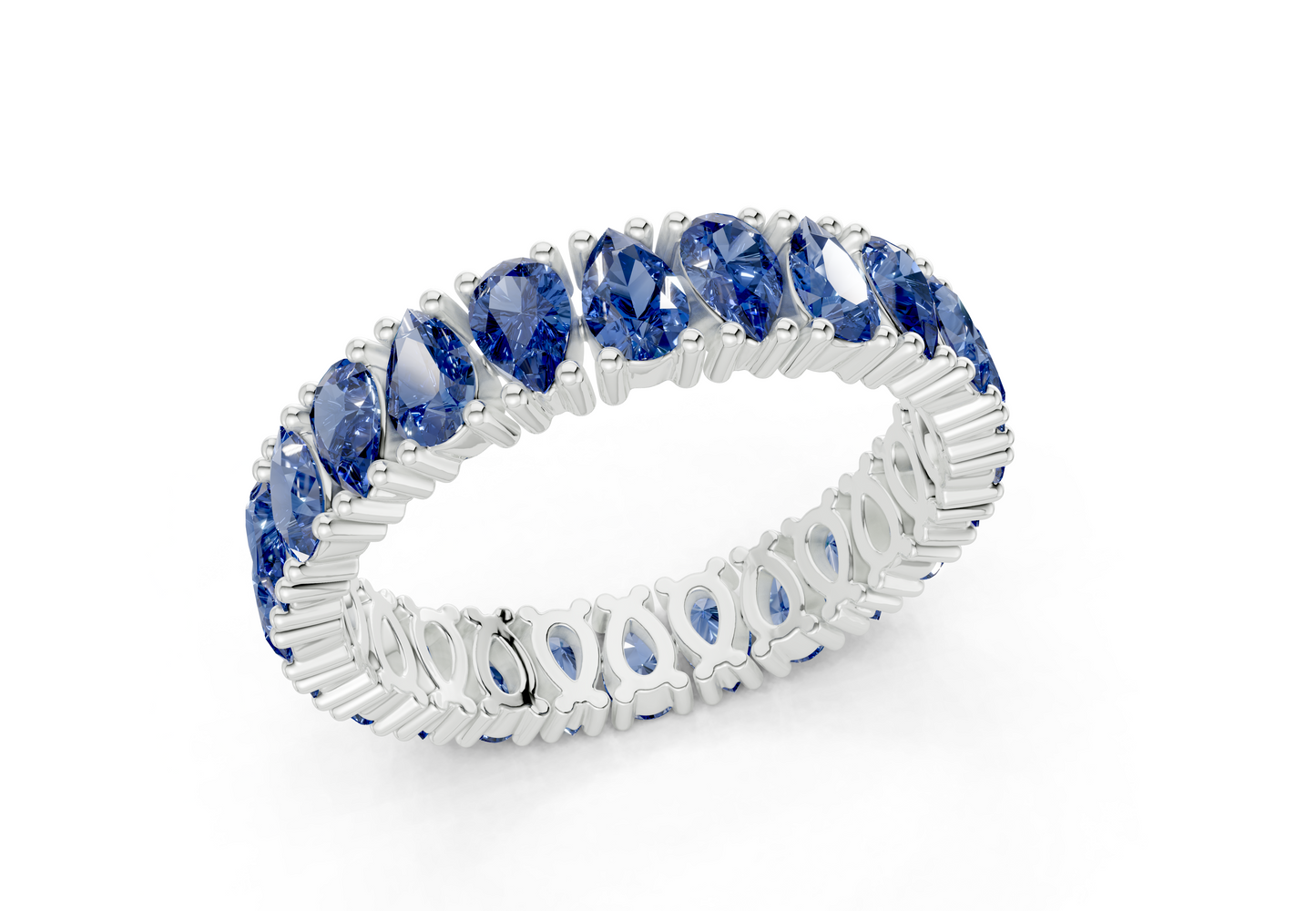 Petite Melrose Pear Cut Sapphire Gemstone Eternity Band 2½ Carat Total Wt.