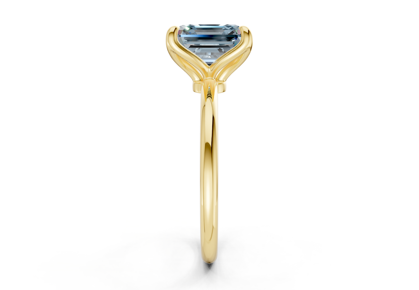 Phoenix Blue Diamond Solitaire Asscher Cut 2.3mm Engagement Ring