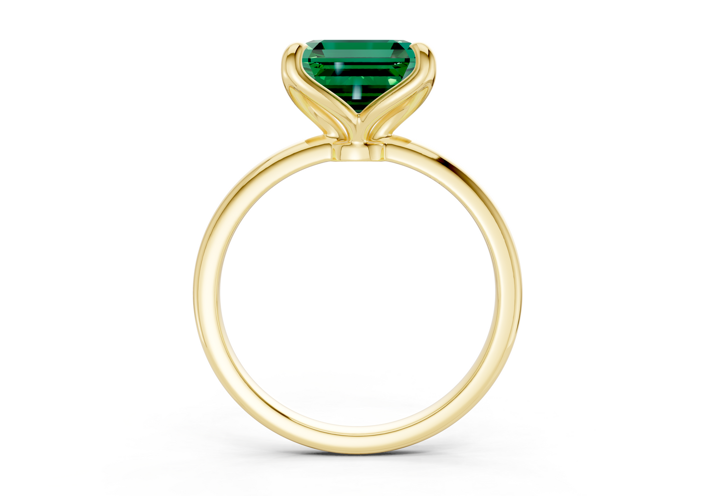 Phoenix Emerald Gemstone Solitaire Asscher Cut 1.8mm Engagement Ring