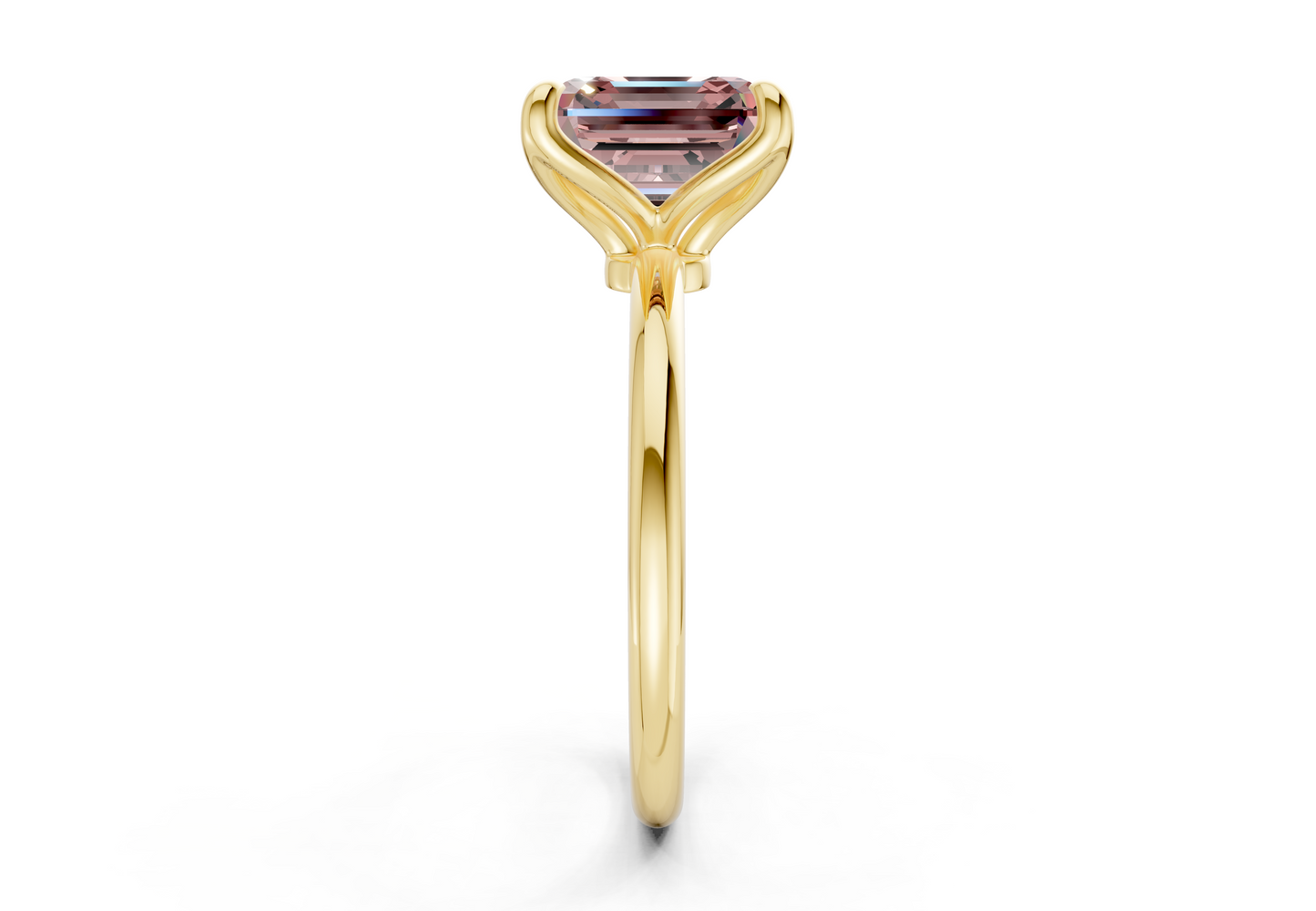 Phoenix Pink Diamond Solitaire Asscher Cut 1.8mm Engagement Ring