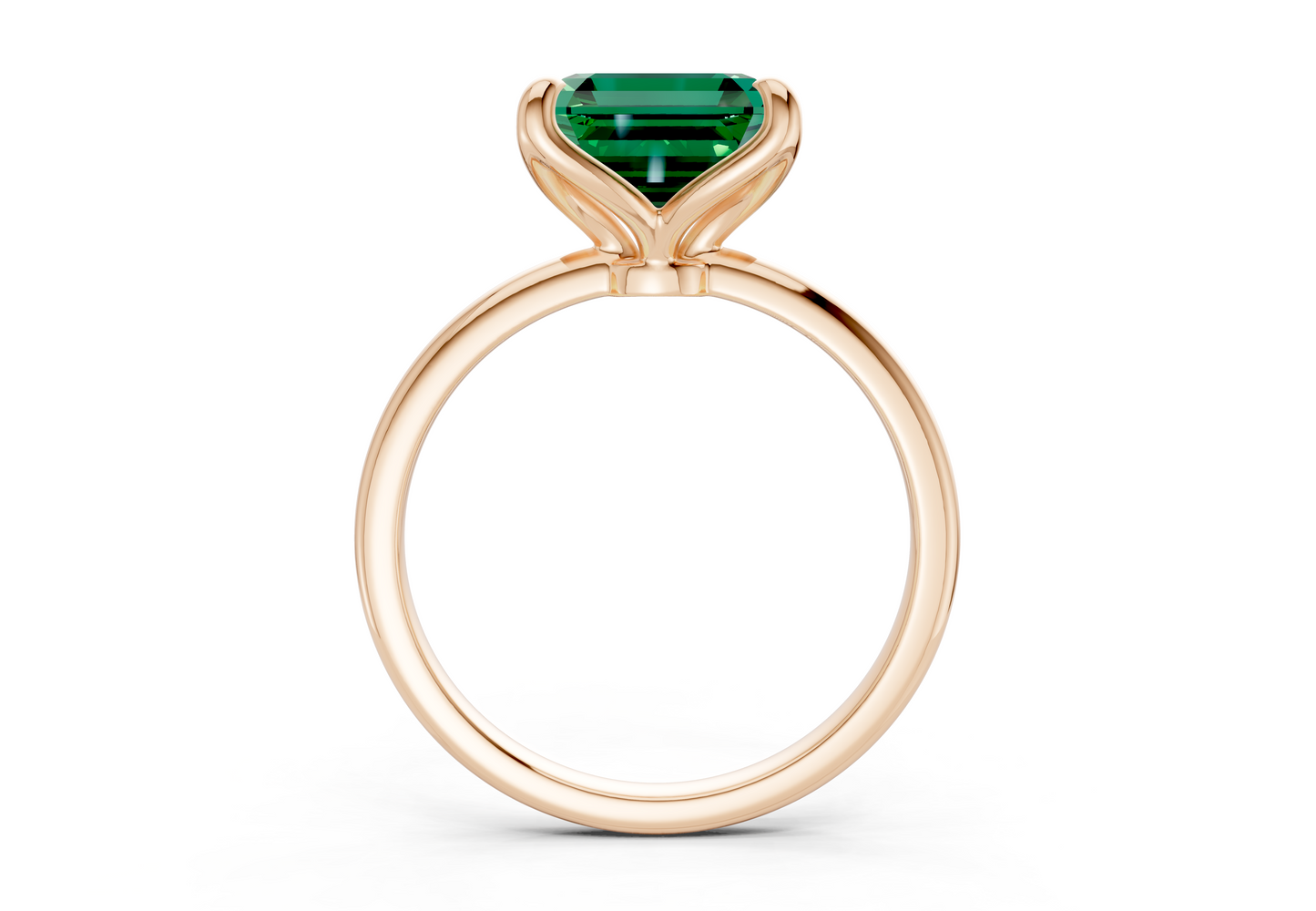 Phoenix Emerald Gemstone Solitaire Asscher Cut 1.8mm Engagement Ring