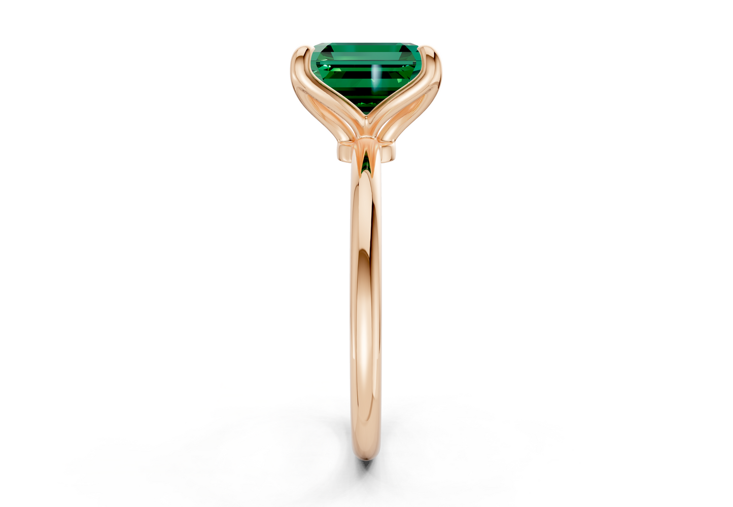 Phoenix Emerald Gemstone Solitaire Asscher Cut 1.8mm Engagement Ring