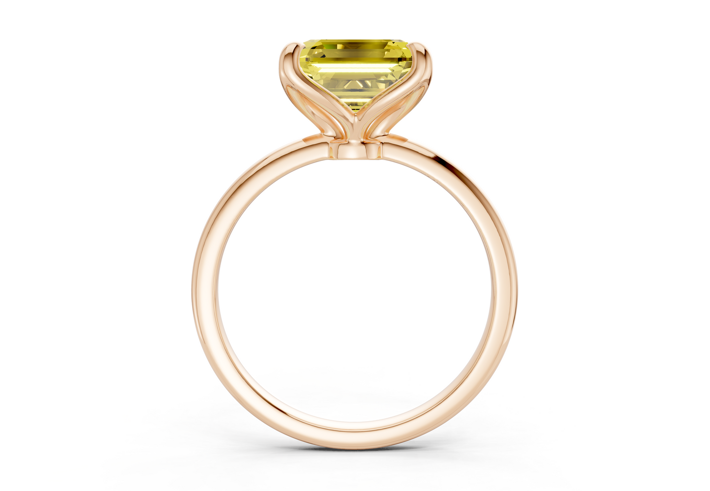 Phoenix Yellow Diamond Solitaire Asscher Cut 1.8mm Engagement Ring