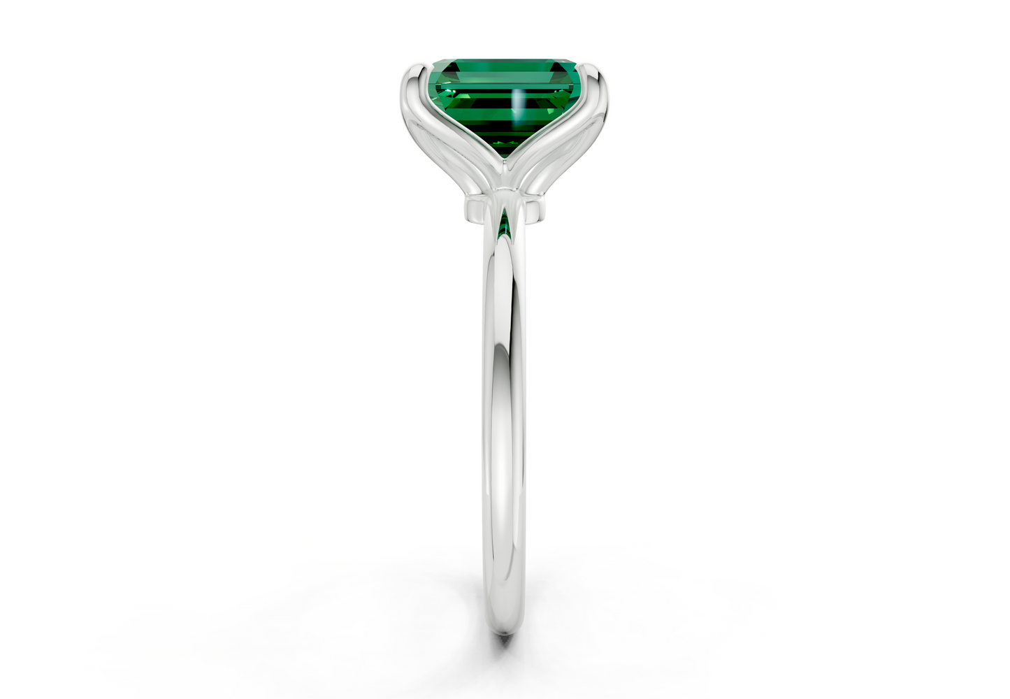 Phoenix Emerald Gemstone Solitaire Asscher Cut 1.8mm Engagement Ring