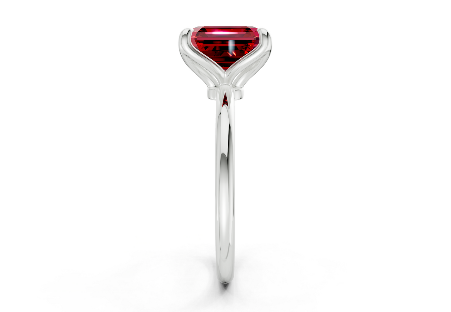 Phoenix Ruby Gemstone Solitaire Asscher Cut 2.3mm Engagement Ring