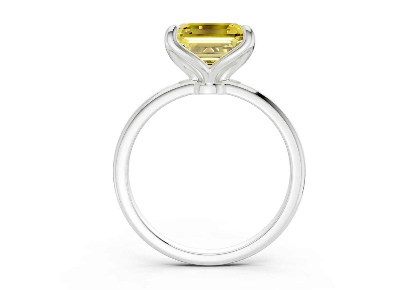 Phoenix Yellow Diamond Solitaire Asscher Cut 1.8mm Engagement Ring