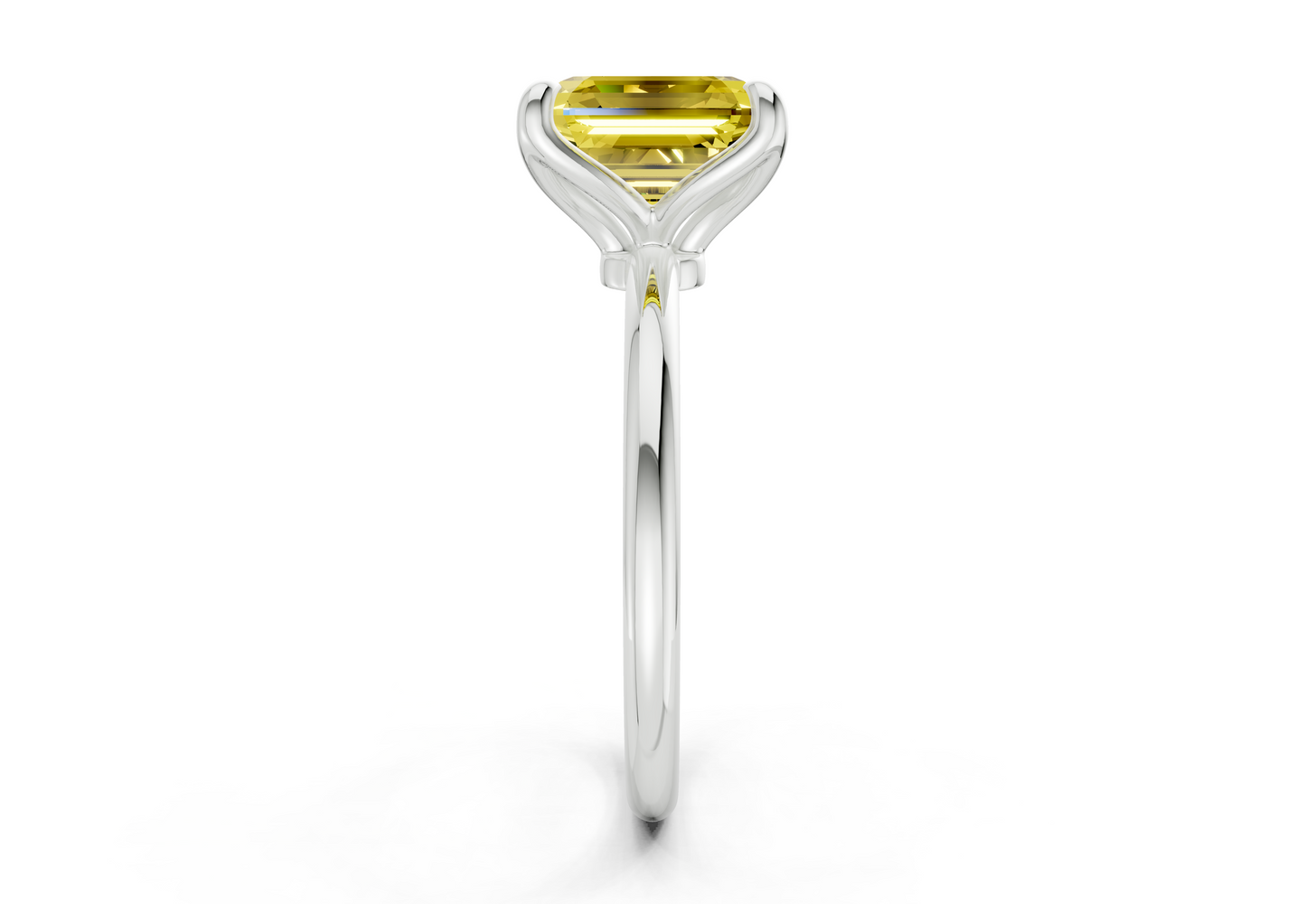 Phoenix Yellow Diamond Solitaire Asscher Cut 1.8mm Engagement Ring