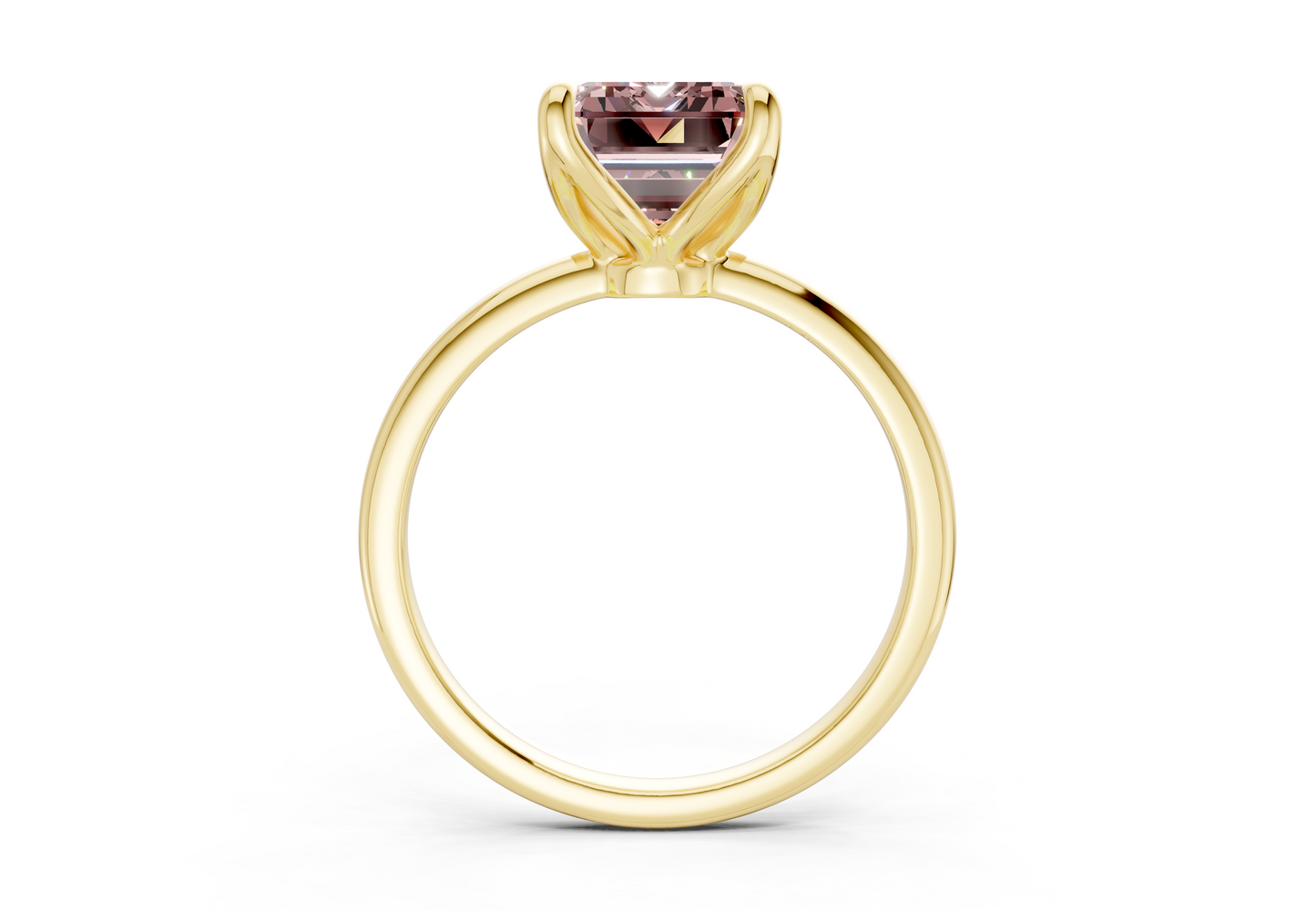 Phoenix Pink Diamond Solitaire Emerald Cut 1.8mm Engagement Ring