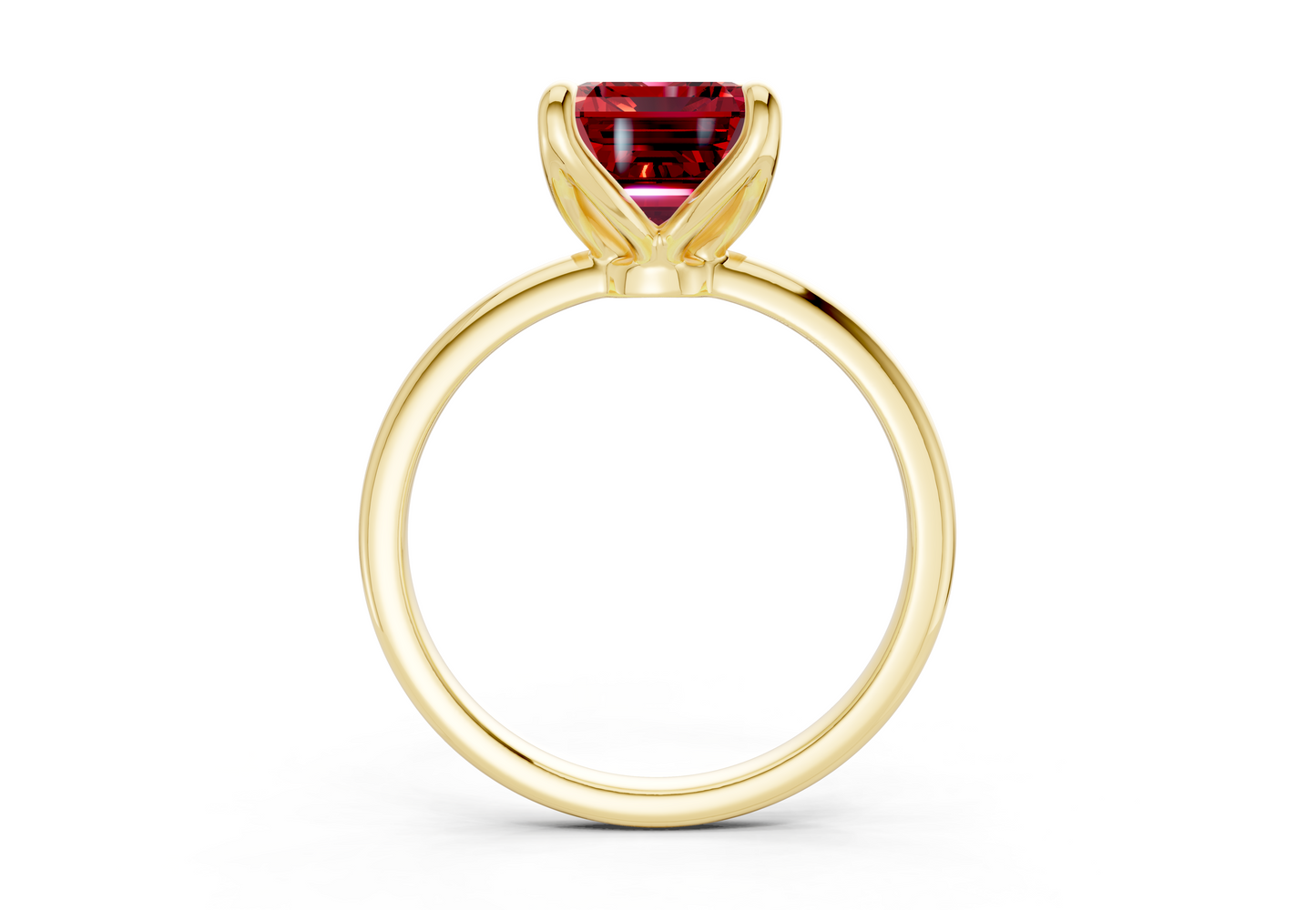 Phoenix Ruby Gemstone Solitaire Emerald Cut 1.8mm Engagement Ring
