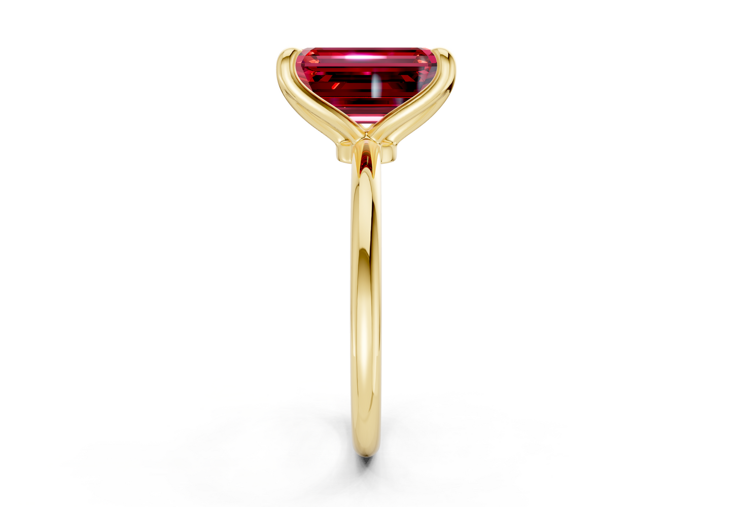 Phoenix Ruby Gemstone Solitaire Emerald Cut 2mm Engagement Ring