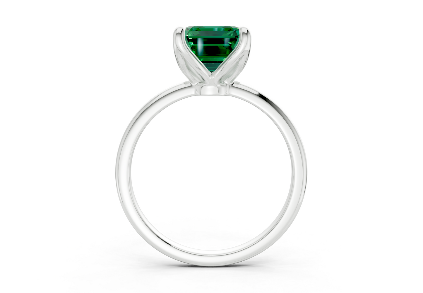 Phoenix Emerald Gemstone Solitaire Emerald Cut 2.3mm Engagement Ring