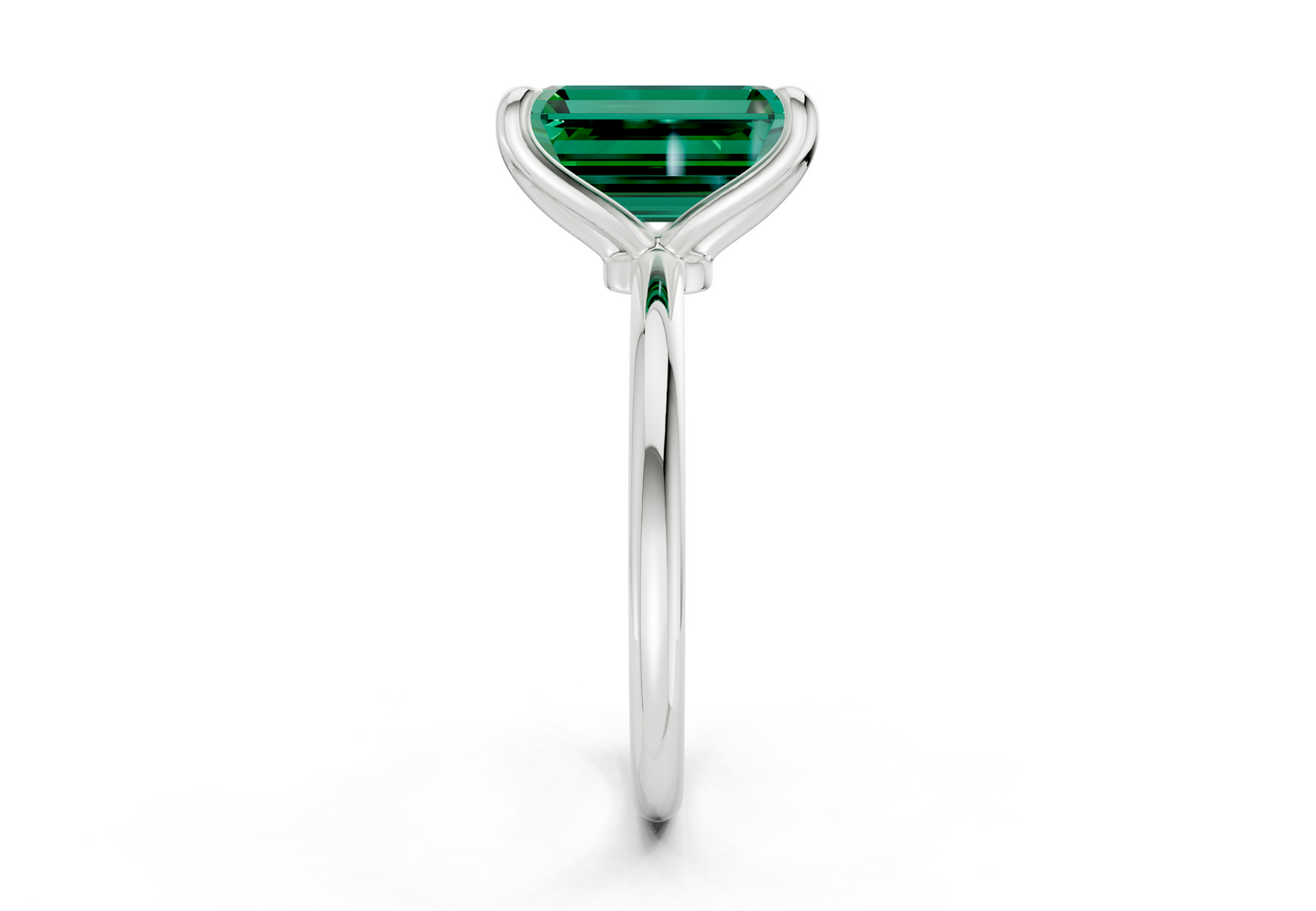 Phoenix Emerald Gemstone Solitaire Emerald Cut 2.3mm Engagement Ring