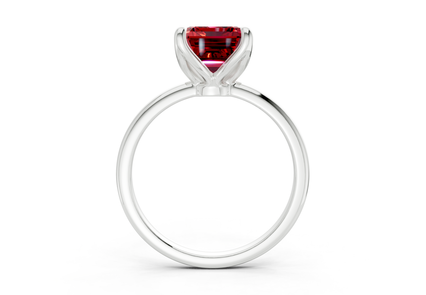 Phoenix Ruby Gemstone Solitaire Emerald Cut 2mm Engagement Ring