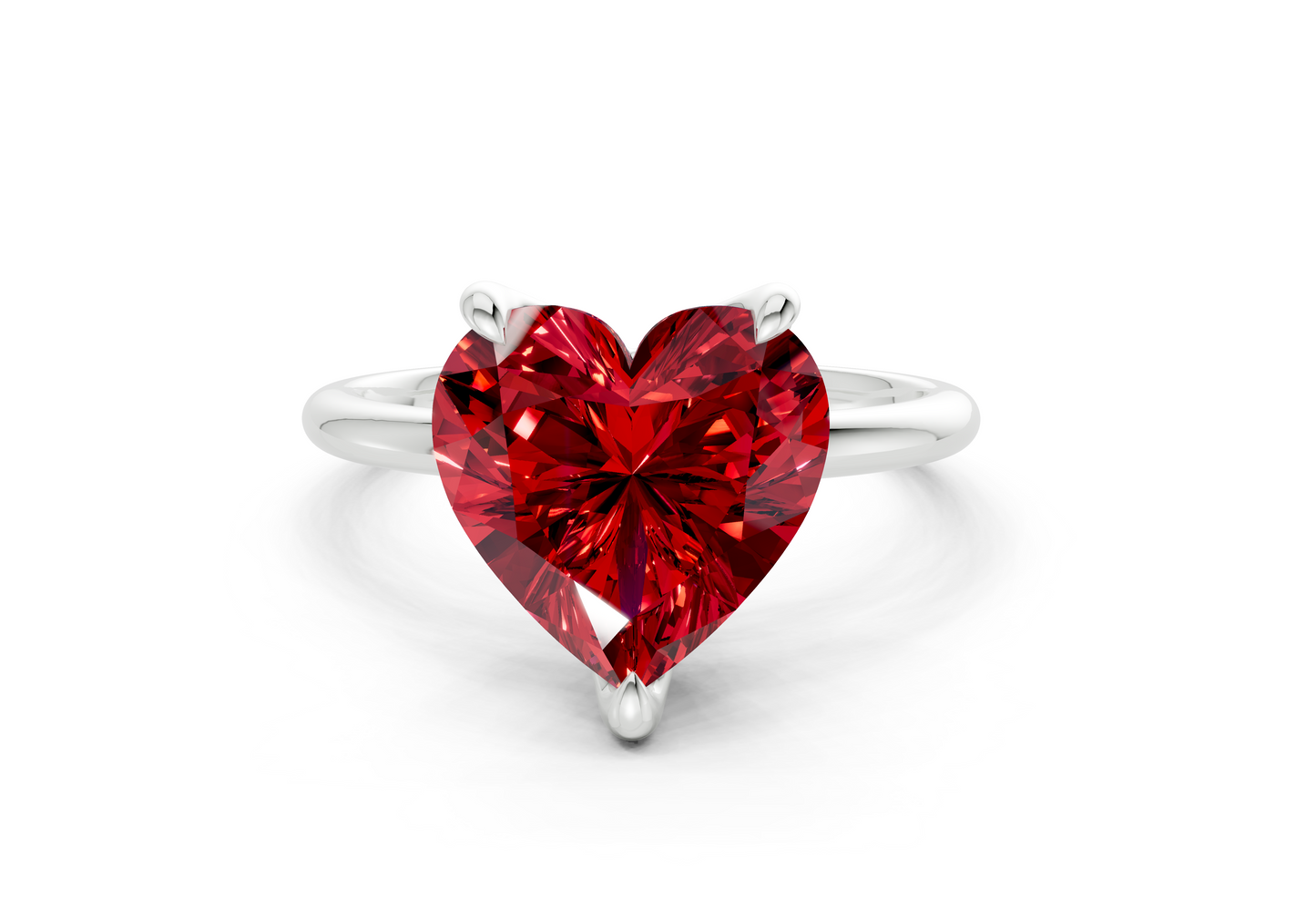 Phoenix Ruby Gemstone Solitaire Heart Cut 2.3mm Engagement Ring