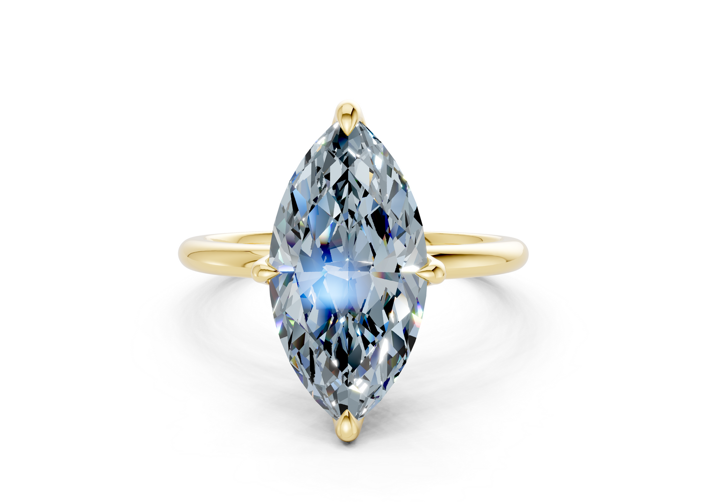 Phoenix Blue Diamond Solitaire Marquise Cut 2mm Engagement Ring