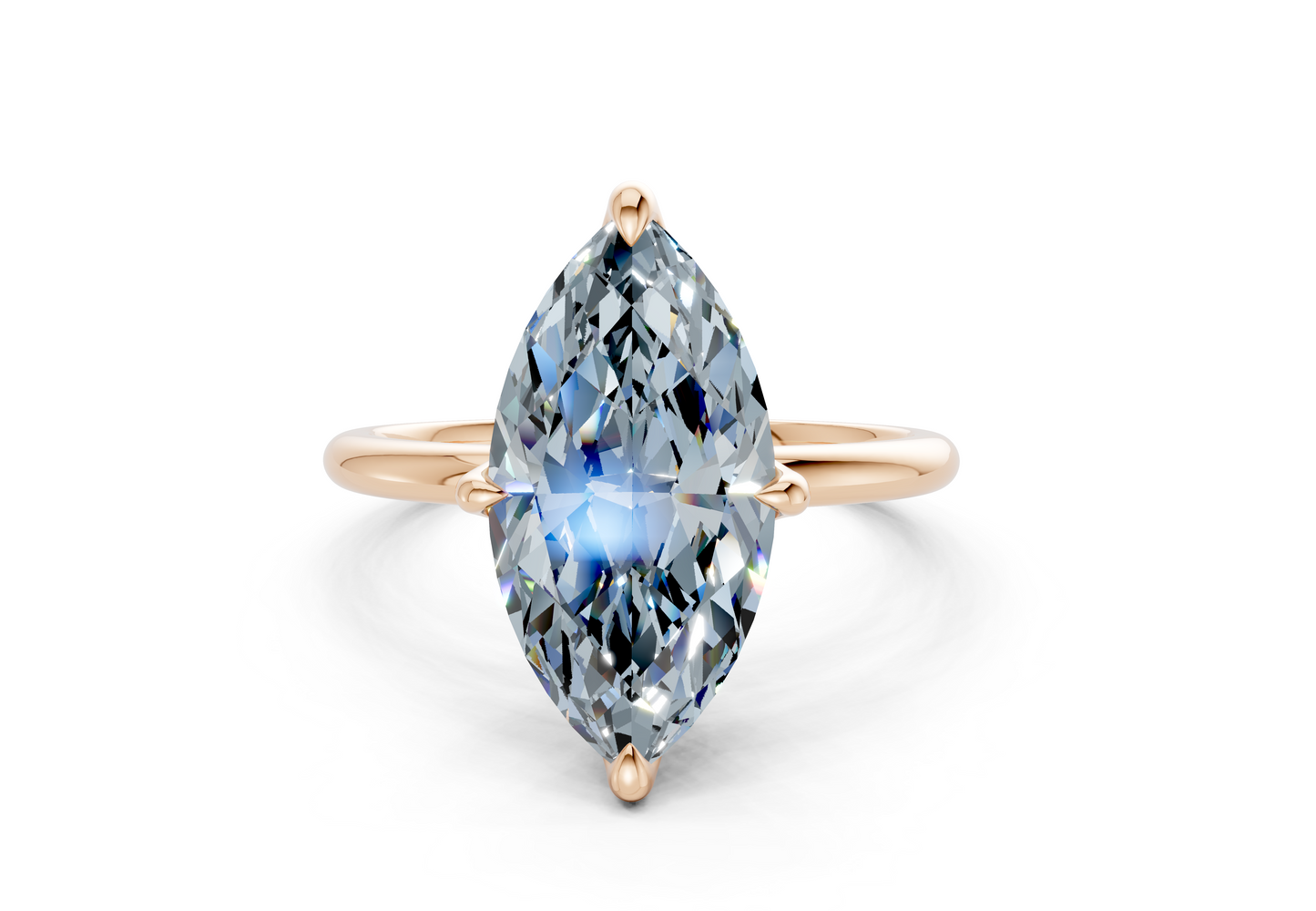 Phoenix Blue Diamond Solitaire Marquise Cut 2mm Engagement Ring