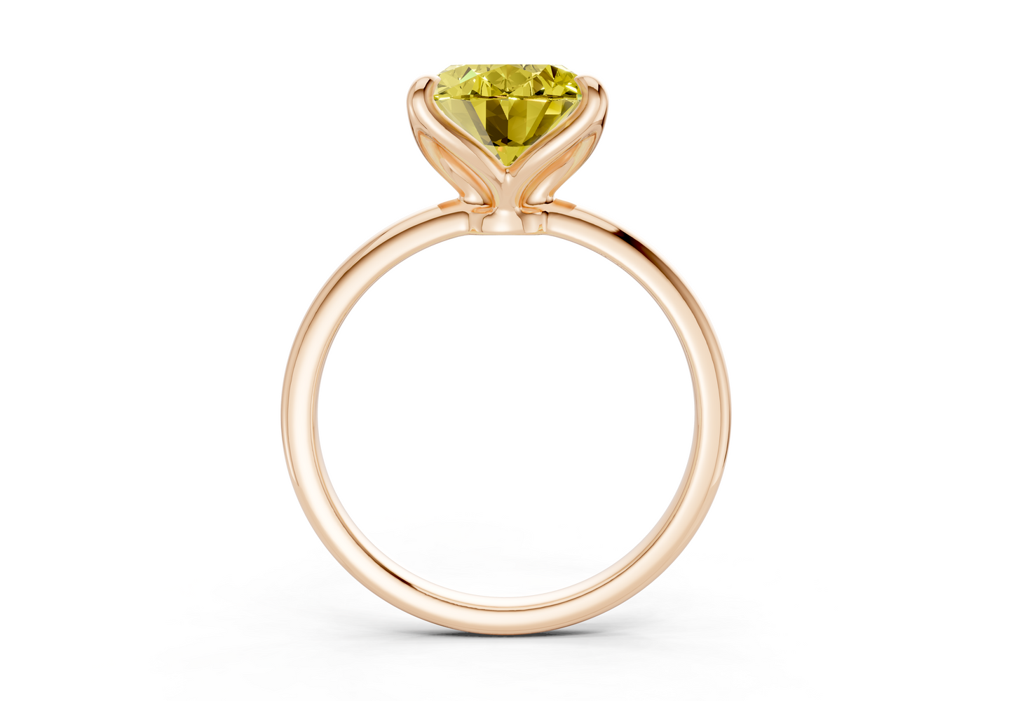 Phoenix Yellow Diamond Solitaire Oval Cut 1.8mm Engagement Ring
