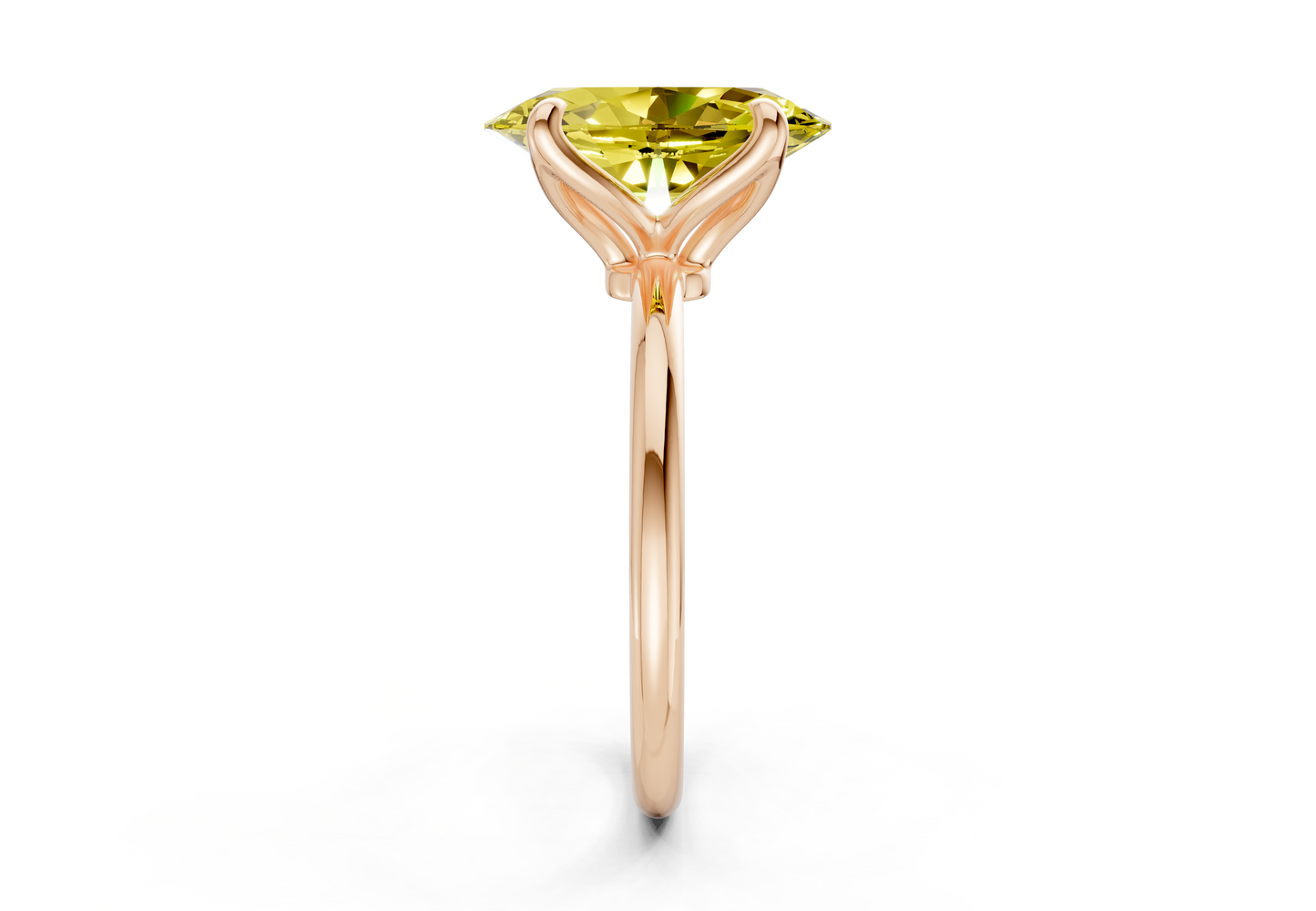 Phoenix Yellow Diamond Solitaire Oval Cut 1.8mm Engagement Ring