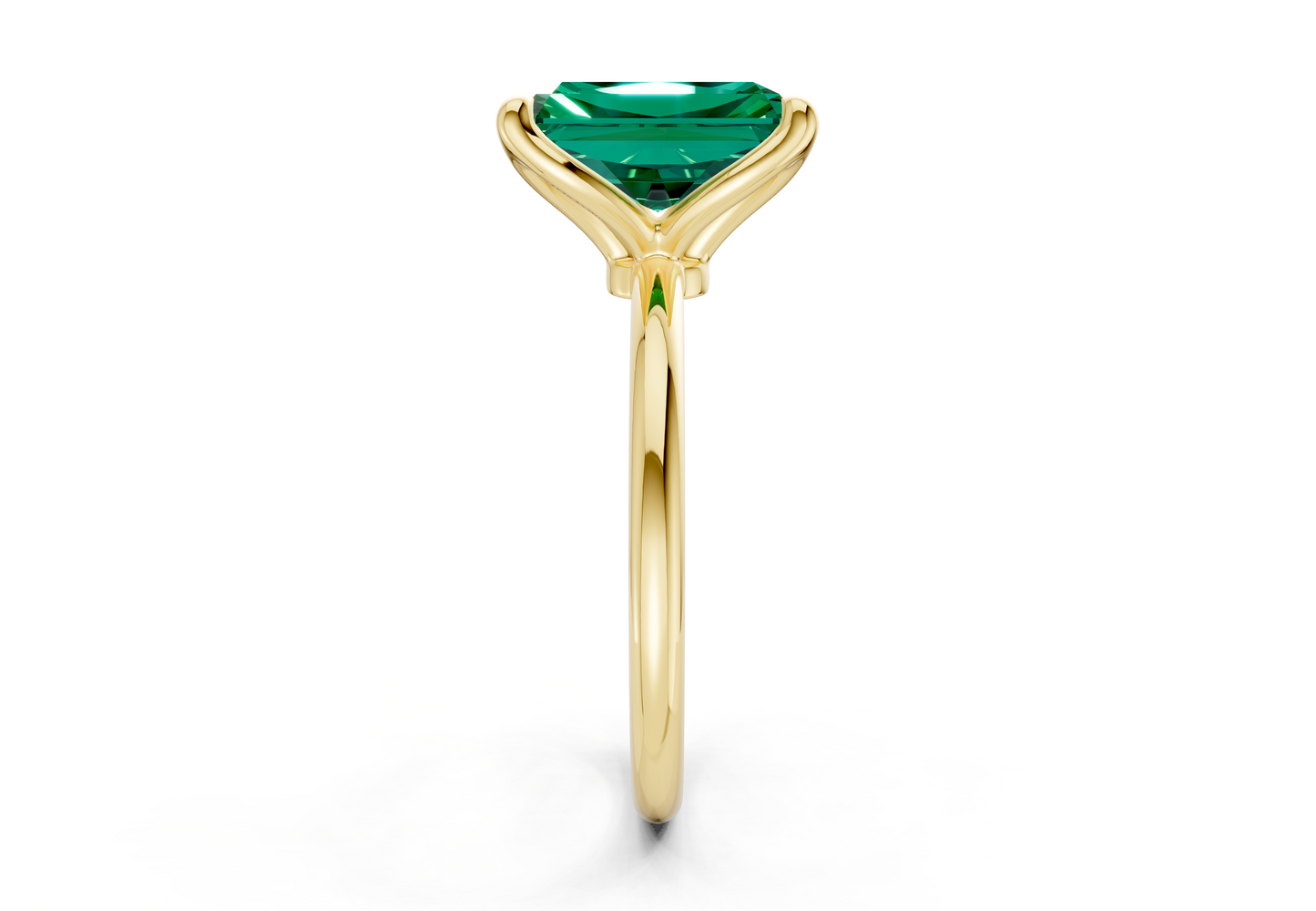 Phoenix Emerald Gemstone Solitaire Radiant Cut 2mm Engagement Ring