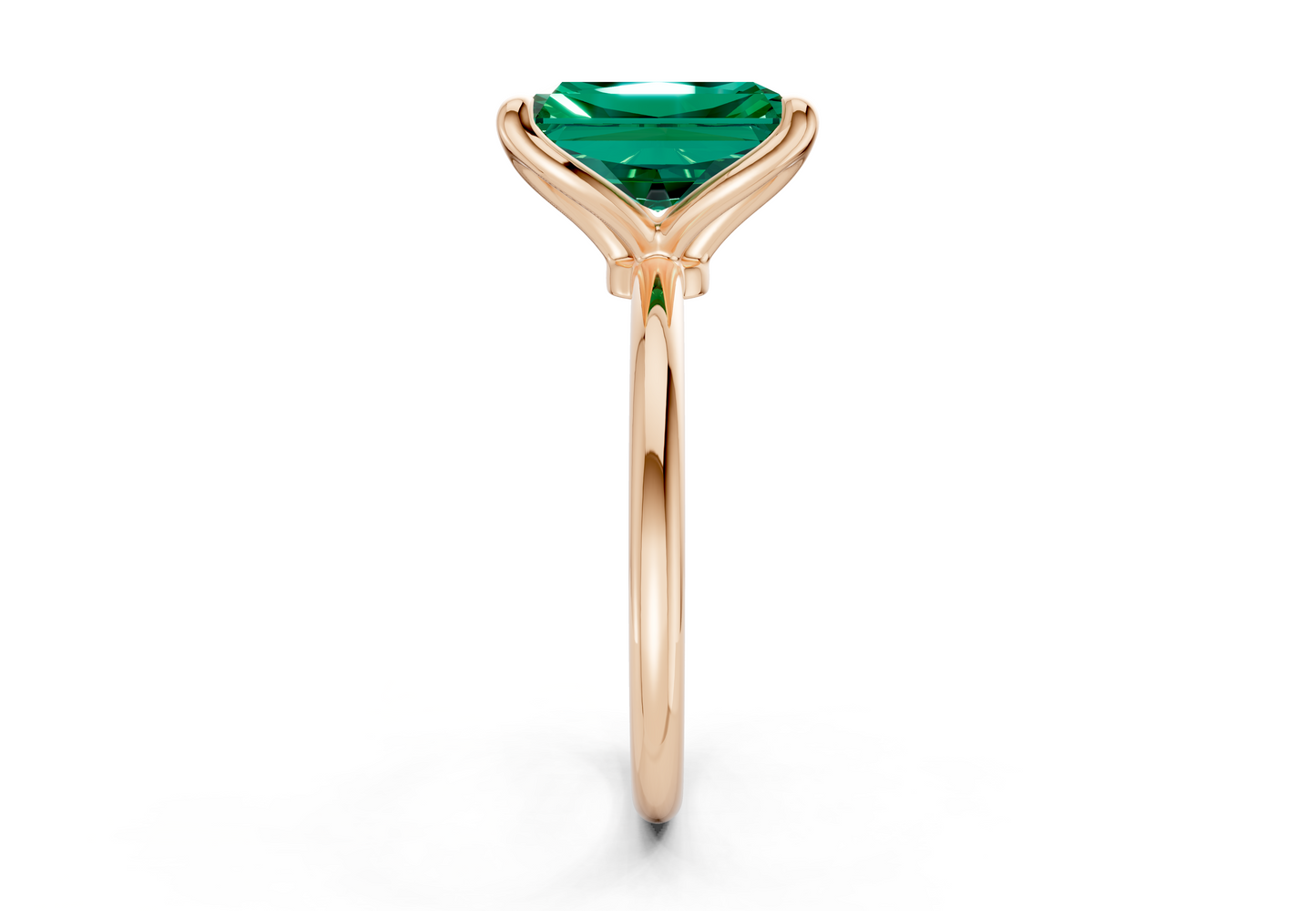 Phoenix Emerald Gemstone Solitaire Radiant Cut 2mm Engagement Ring