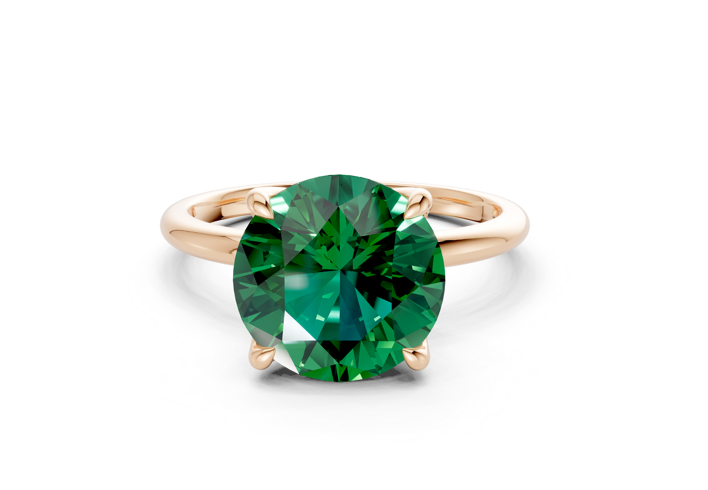 Phoenix Emerald Gemstone Solitaire Round Cut 1.8mm Engagement Ring