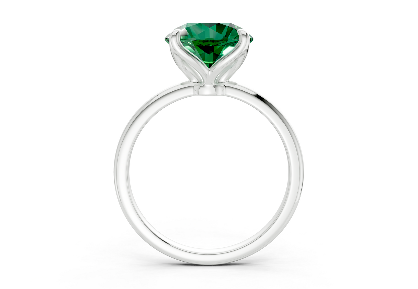 Phoenix Emerald Gemstone Solitaire Round Cut 1.8mm Engagement Ring