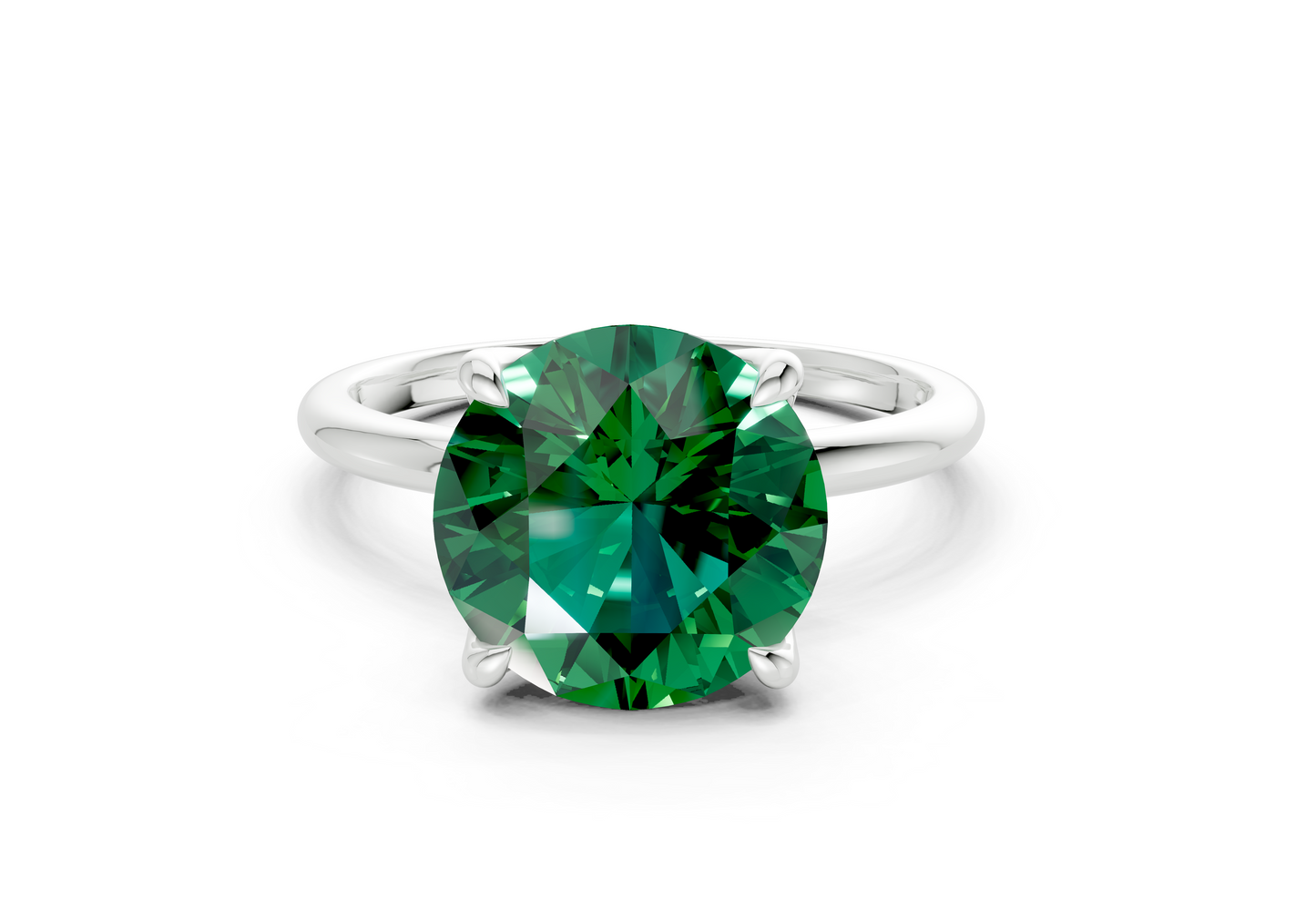 Phoenix Emerald Gemstone Solitaire Round Cut 1.8mm Engagement Ring