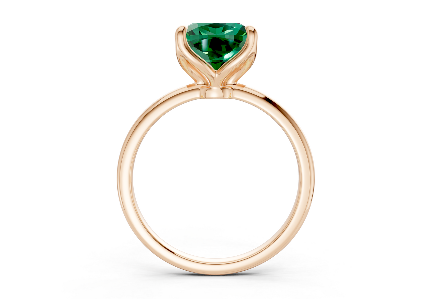 Phoenix Emerald Gemstone Solitaire Cushion Squareuare Cut 1.8mm Engagement Ring