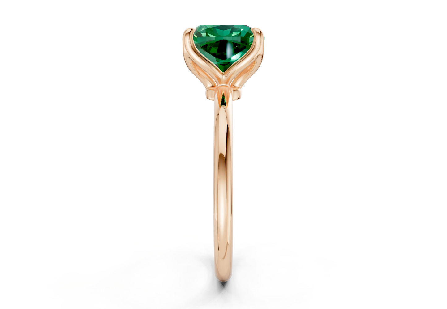Phoenix Emerald Gemstone Solitaire Cushion Squareuare Cut 1.8mm Engagement Ring