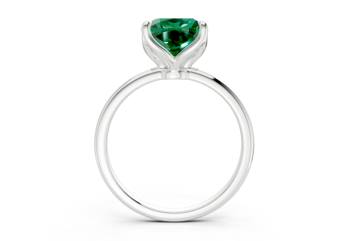 Phoenix Emerald Gemstone Solitaire Cushion Squareuare Cut 1.8mm Engagement Ring