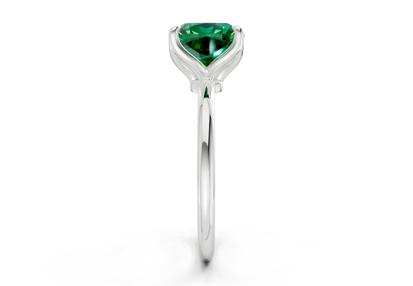 Phoenix Emerald Gemstone Solitaire Cushion Squareuare Cut 1.8mm Engagement Ring