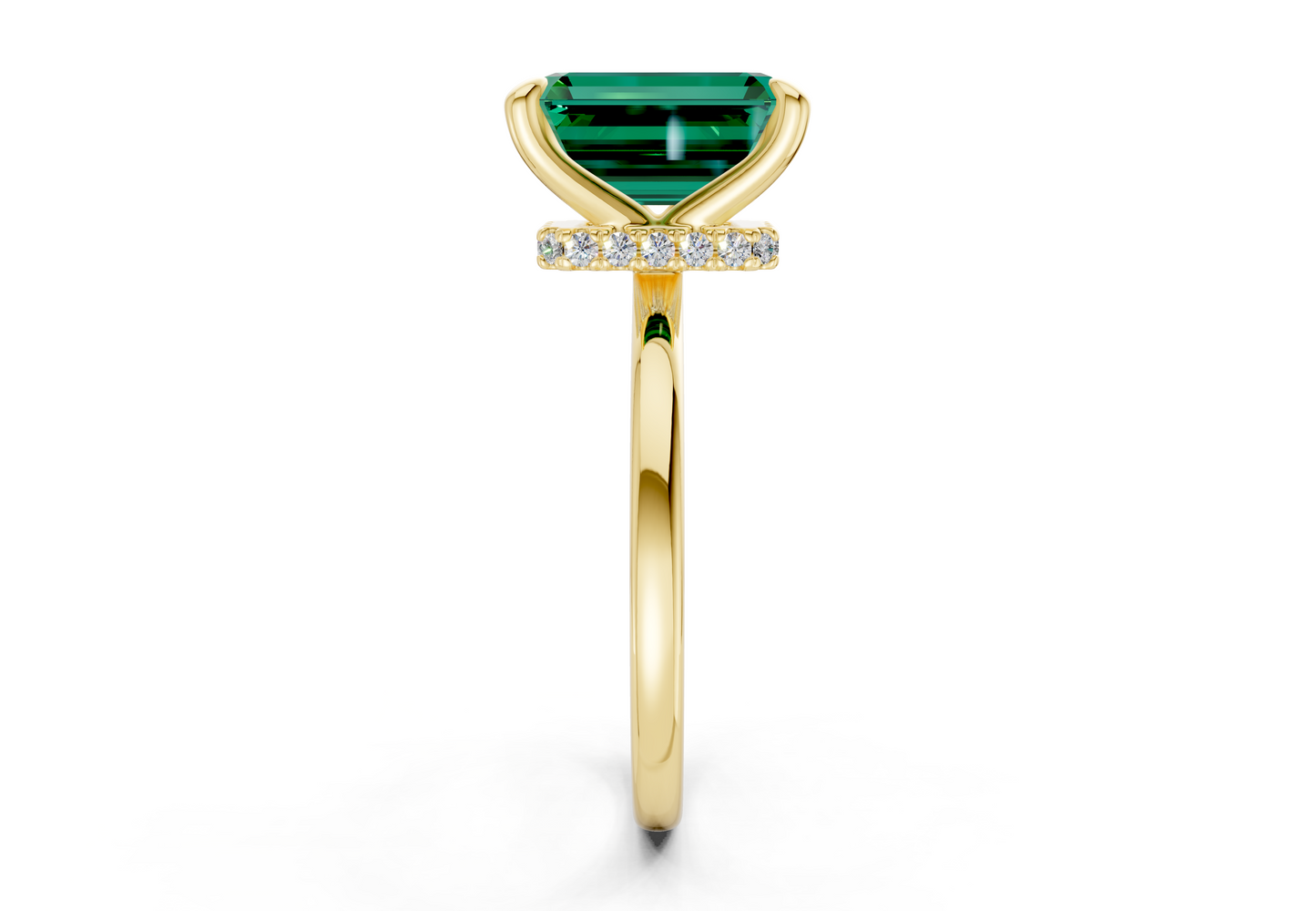 Seraphina Emerald Gemstone Solitaire Emerald Cut 1.8mm Engagement Ring