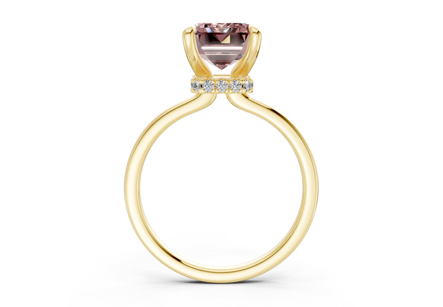 Seraphina Pink Diamond Solitaire Emerald Cut 1.8mm Engagement Ring