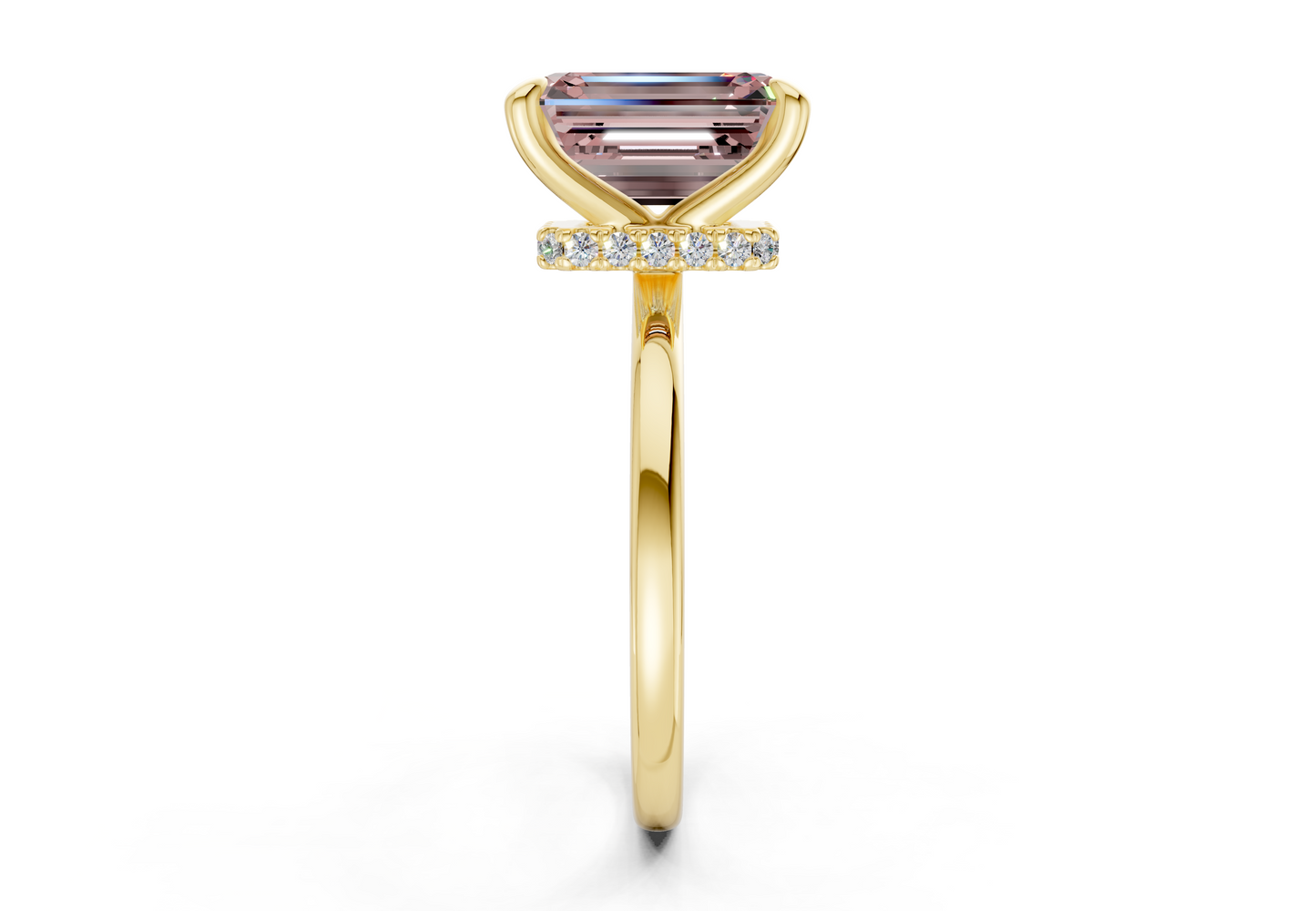 Seraphina Pink Diamond Solitaire Emerald Cut 1.8mm Engagement Ring