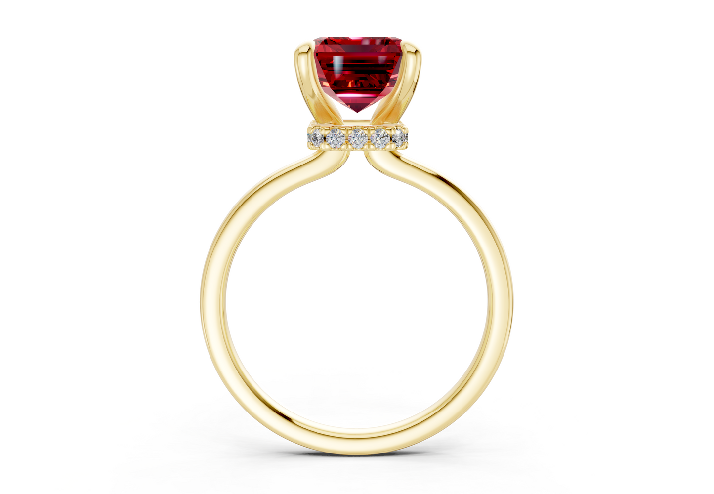 Seraphina Ruby Gemstone Solitaire Emerald Cut 1.8mm Engagement Ring