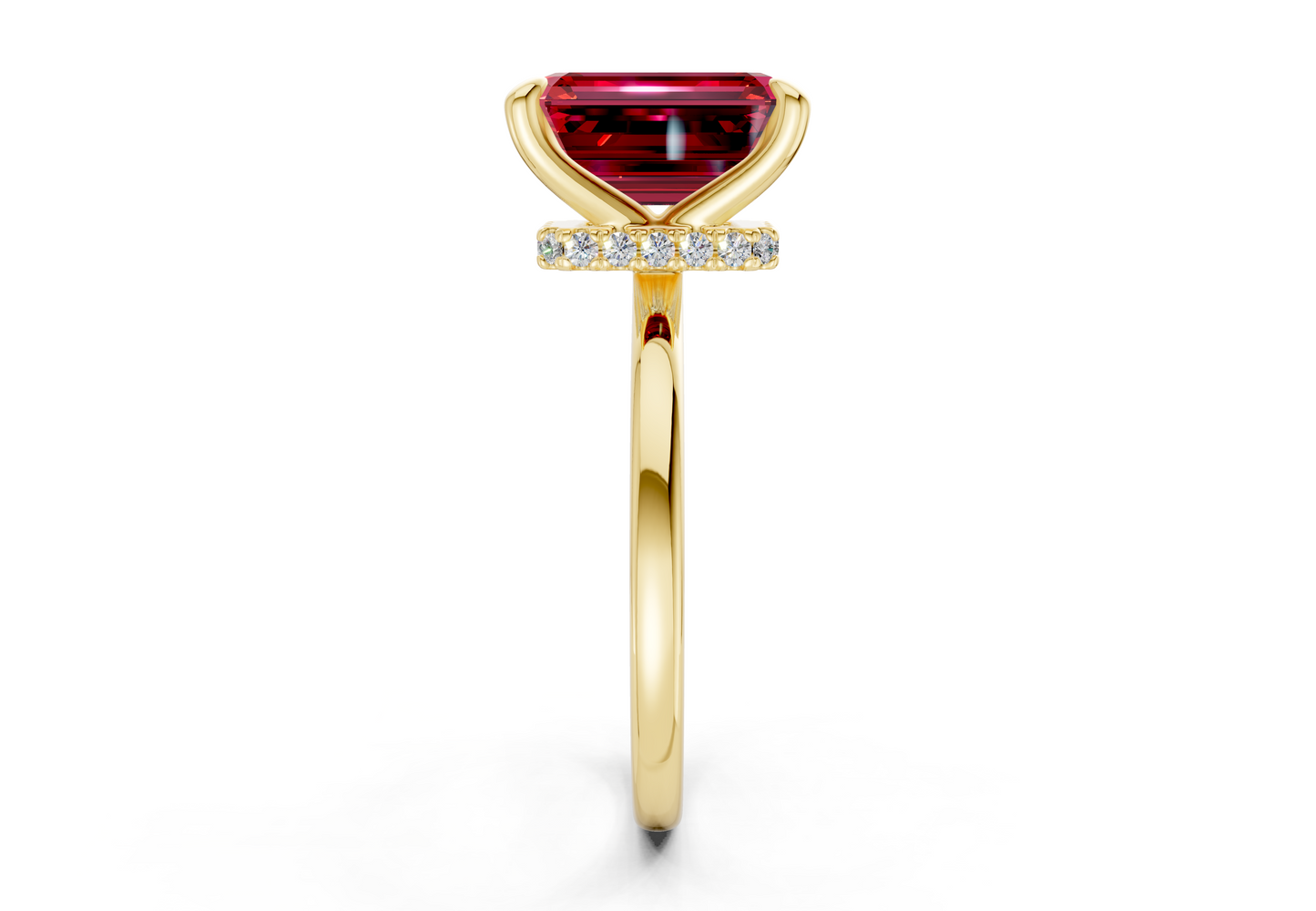 Seraphina Ruby Gemstone Solitaire Emerald Cut 1.8mm Engagement Ring