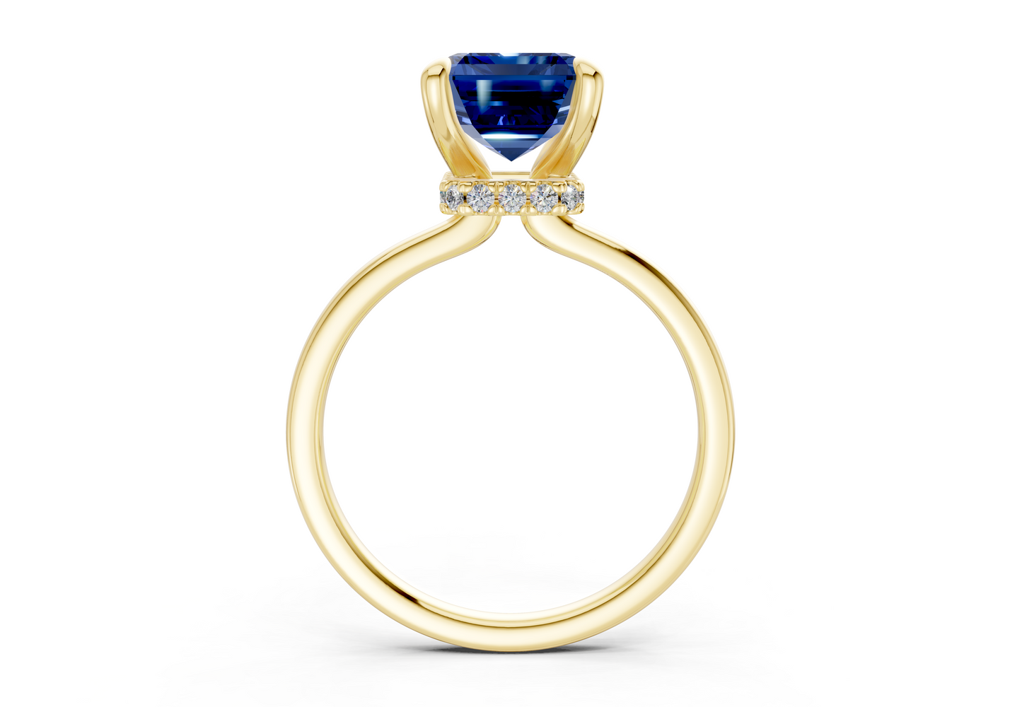 Seraphina Sapphire Gemstone Solitaire Emerald Cut 1.8mm Engagement Ring