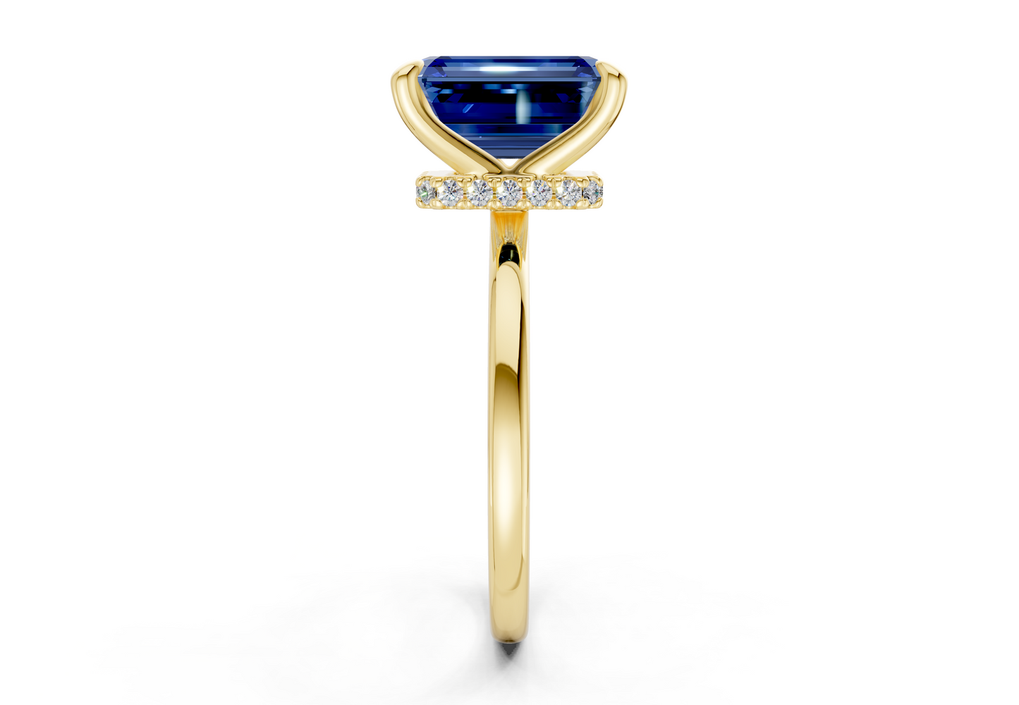 Seraphina Sapphire Gemstone Solitaire Emerald Cut 1.8mm Engagement Ring