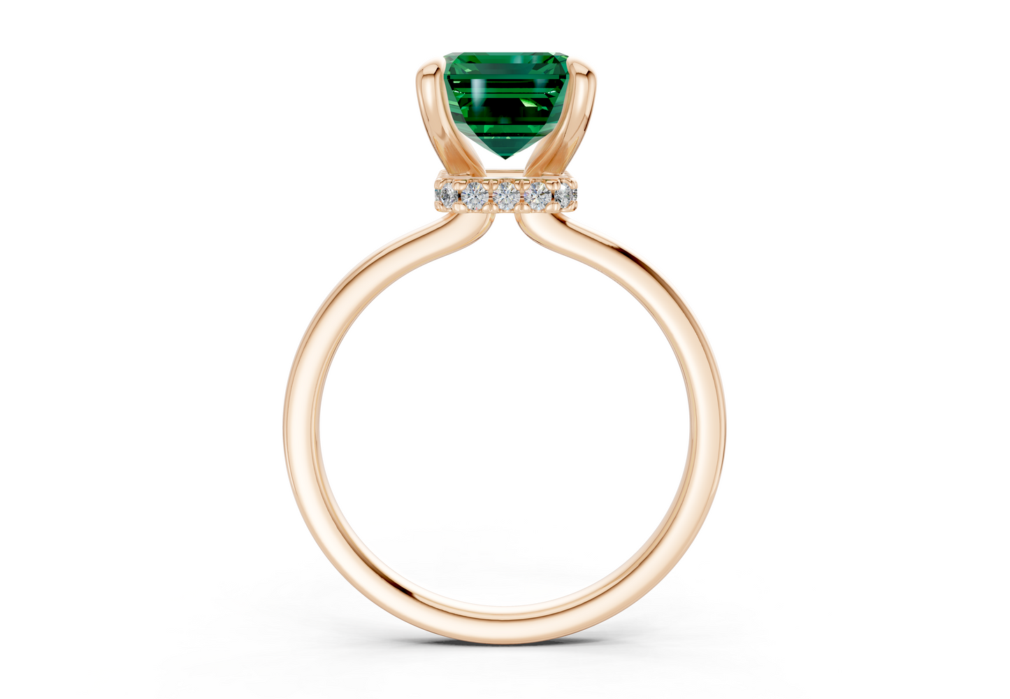 Seraphina Emerald Gemstone Solitaire Emerald Cut 1.8mm Engagement Ring