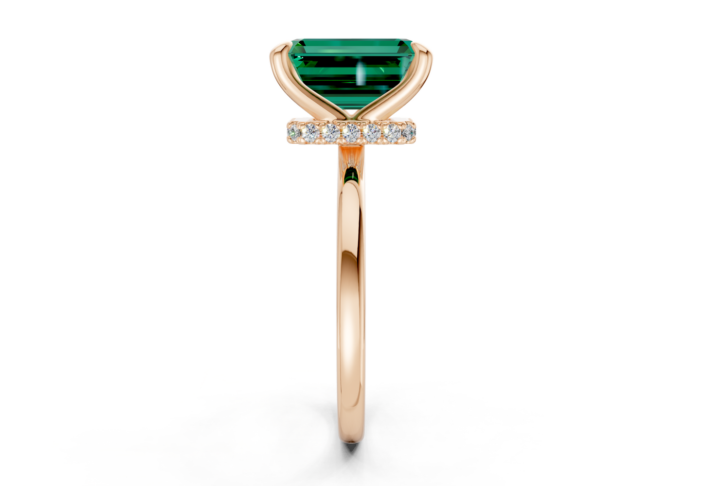 Seraphina Emerald Gemstone Solitaire Emerald Cut 1.8mm Engagement Ring