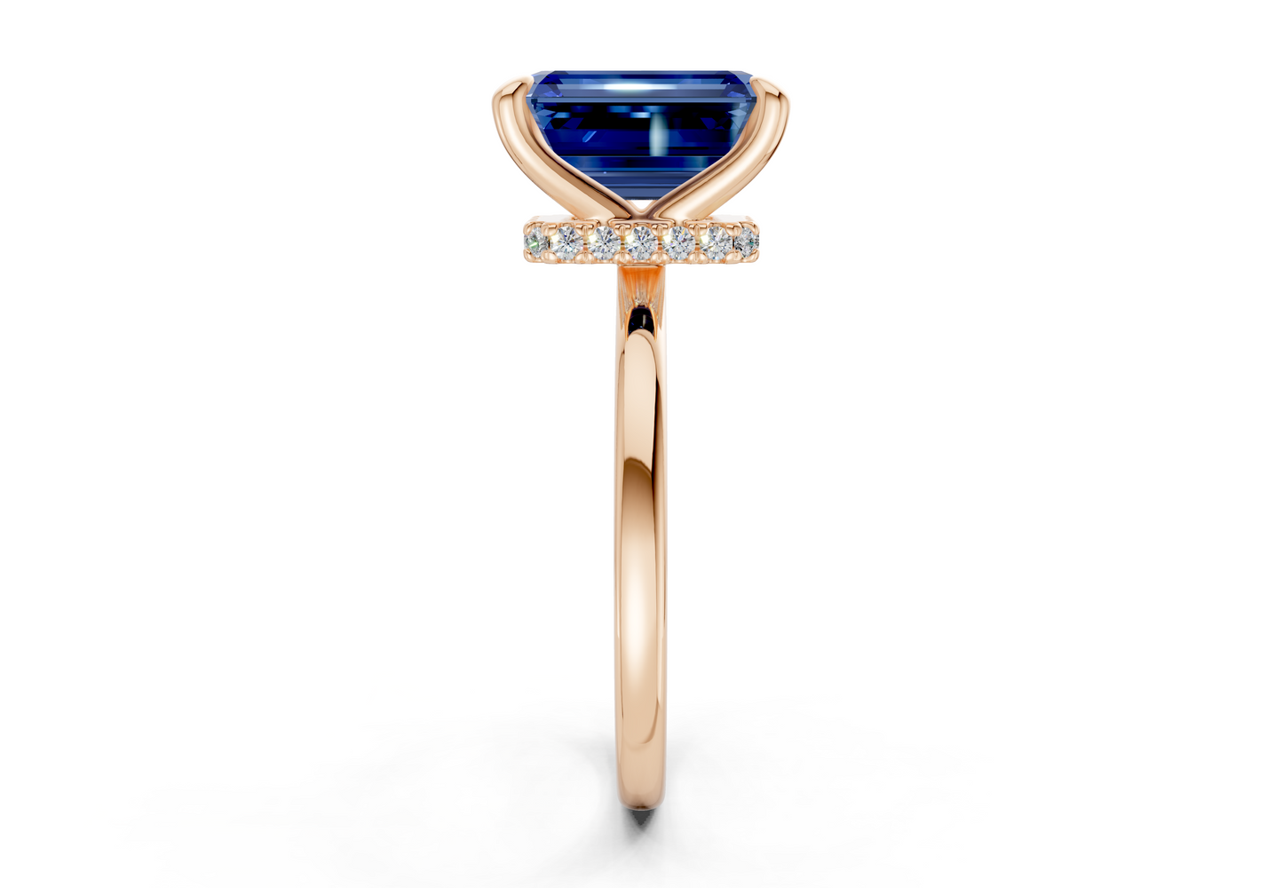 Seraphina Sapphire Gemstone Solitaire Emerald Cut 1.8mm Engagement Ring