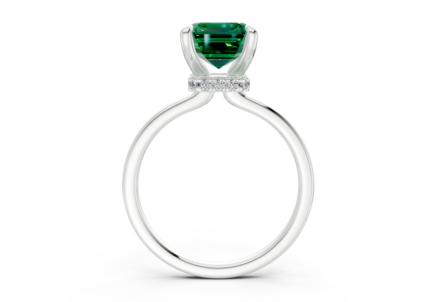 Seraphina Emerald Gemstone Solitaire Emerald Cut 1.8mm Engagement Ring