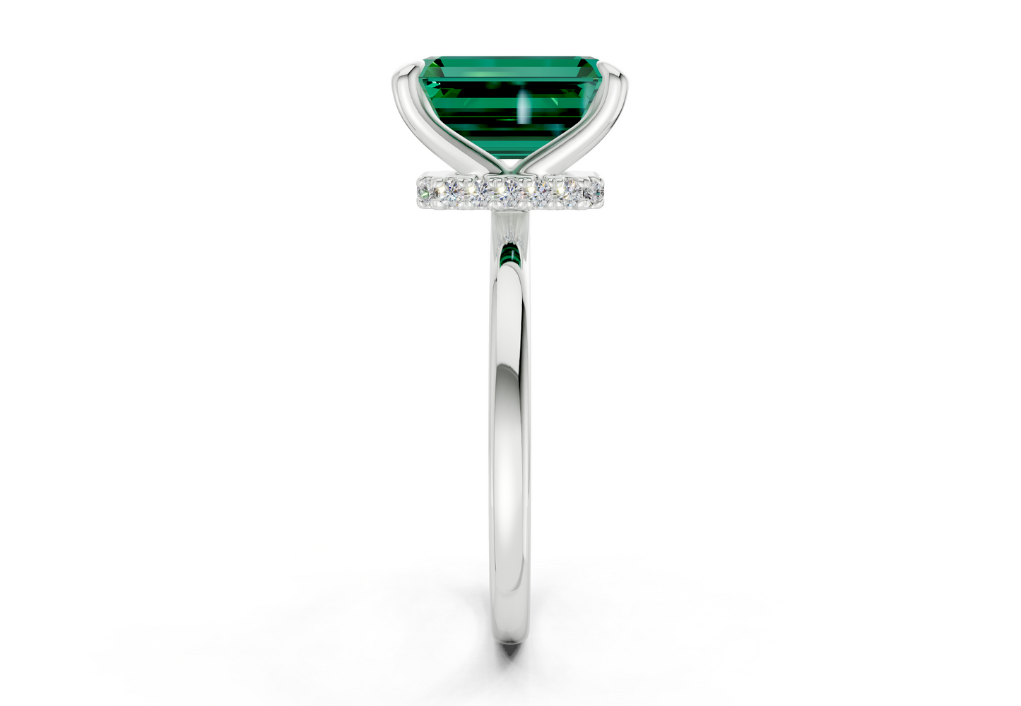 Seraphina Emerald Gemstone Solitaire Emerald Cut 1.8mm Engagement Ring