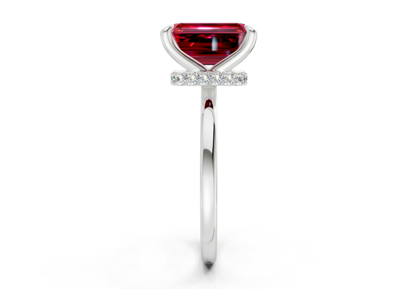 Seraphina Ruby Gemstone Solitaire Emerald Cut 1.8mm Engagement Ring