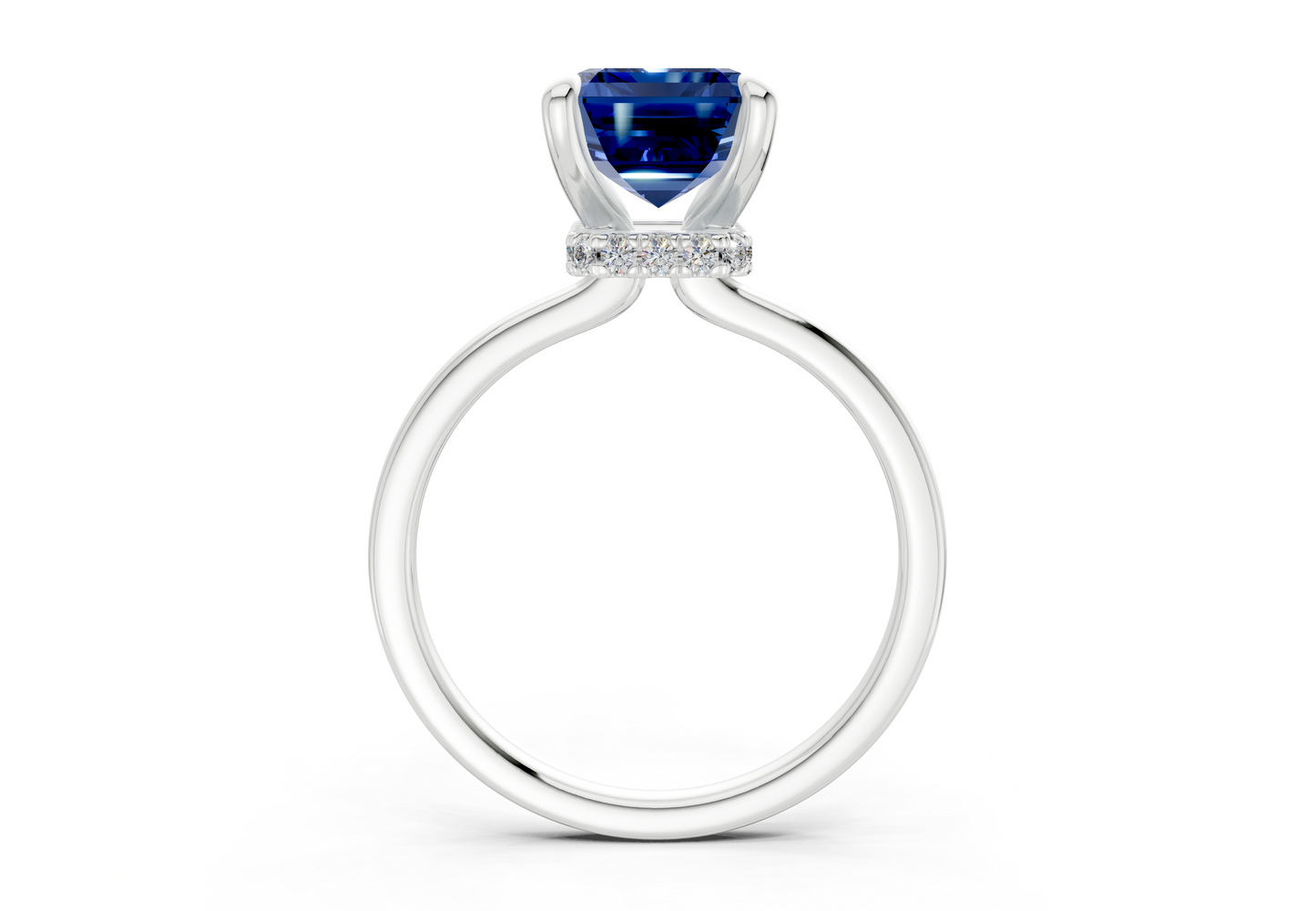 Seraphina Sapphire Gemstone Solitaire Emerald Cut 1.8mm Engagement Ring