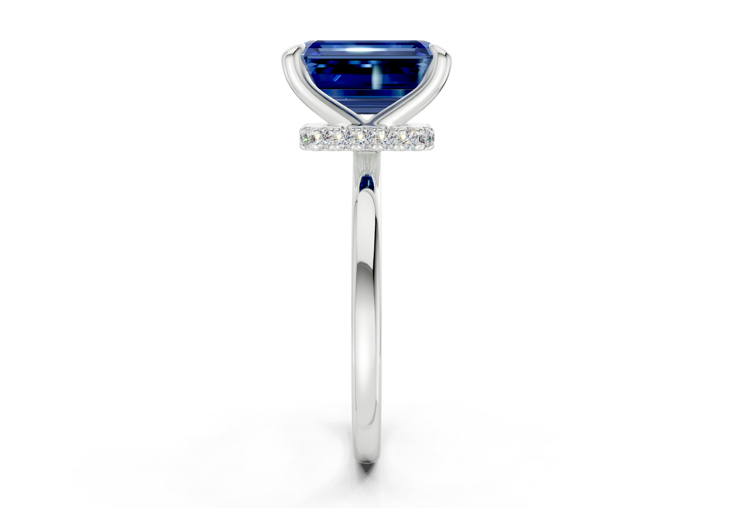Seraphina Sapphire Gemstone Solitaire Emerald Cut 1.8mm Engagement Ring