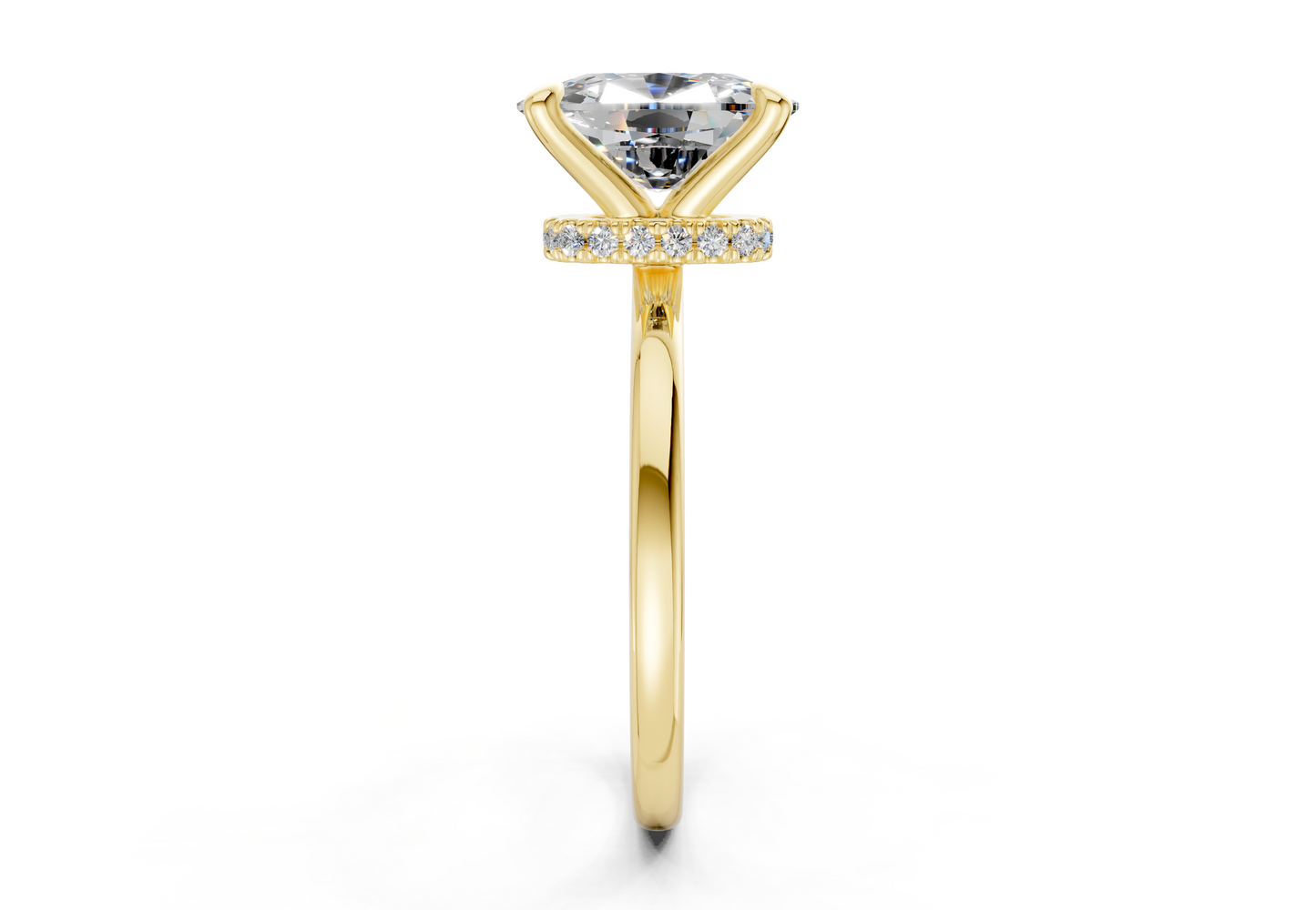 Seraphina Diamond Solitaire Elongated Cushion Cut 1.8mm Engagement Ring